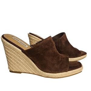 Steve Madden URGE Brown Suede Espadrille Wedge Sandals Womens Size 10M